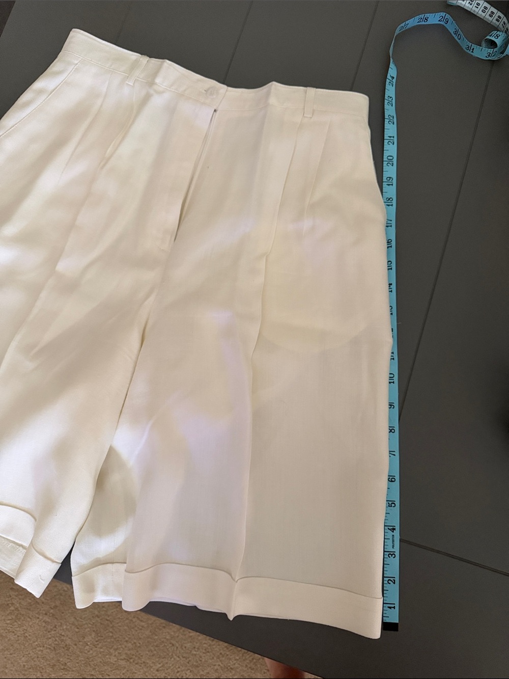 Talbots Linen Neutral cream ivory High Waist Tailored Bermuda Shorts 14 ๐โโฌ - Picture 11 of 14
